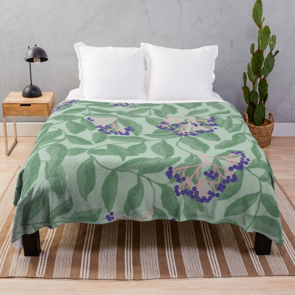 Item preview, Green Botanical Pattern with Purple Berries designed and sold by Ema Tudose.