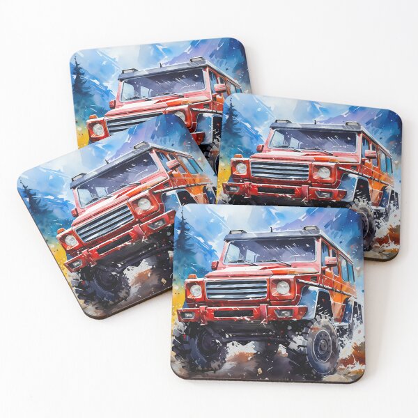 Item preview, Iconic Adventure Car Crosses Wild Alpine River designed and sold by RevUpDesign.