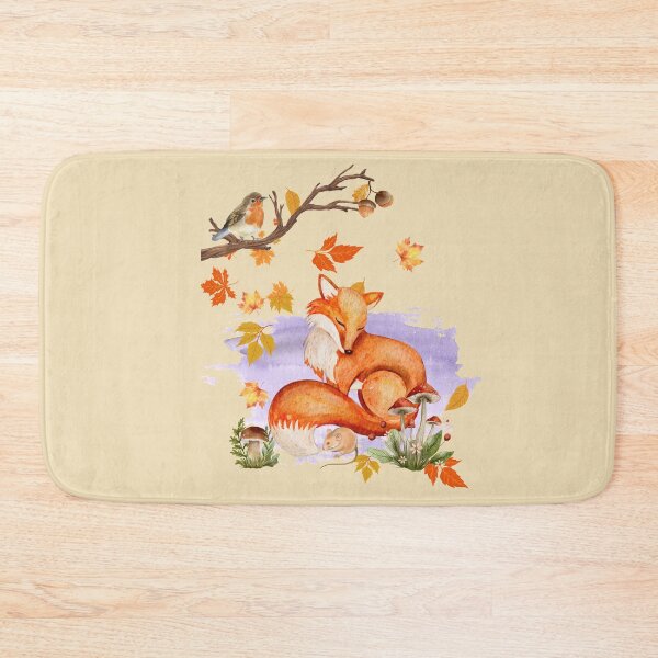 Artikelvorschau, Aquarell Herbst Fuchs und Maus mit Pilzen - wunderliche Waldtiere Illustration entworfen und verkauft von RUNO LAB.