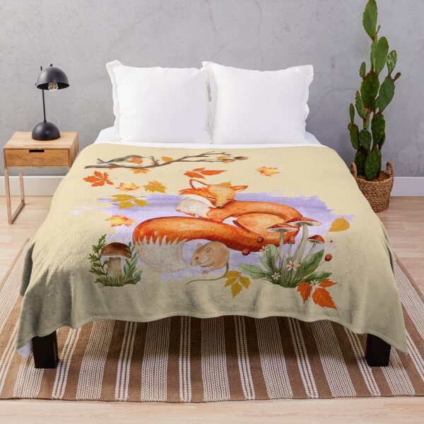 Item preview, Watercolor Autumn Fox and Mouse with Mushrooms - Whimsical Woodland Animals Illustration designed and sold by RUNO LAB.