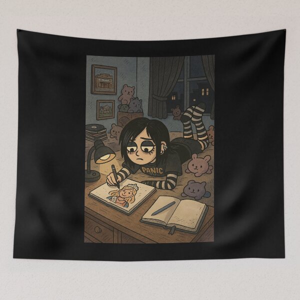 Item preview, Emo Girl Laying on Bed Drawing Prom Queen designed and sold by JakeRhodes.