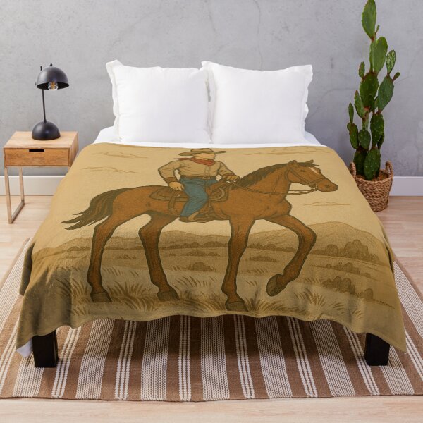 Item preview, Cowboy Riding Horse in Countryside designed and sold by Rue Design Company.
