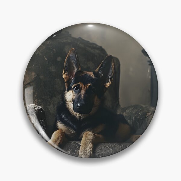 Item preview, German Shepherd puppy on armchair designed and sold by 3ling_Design.