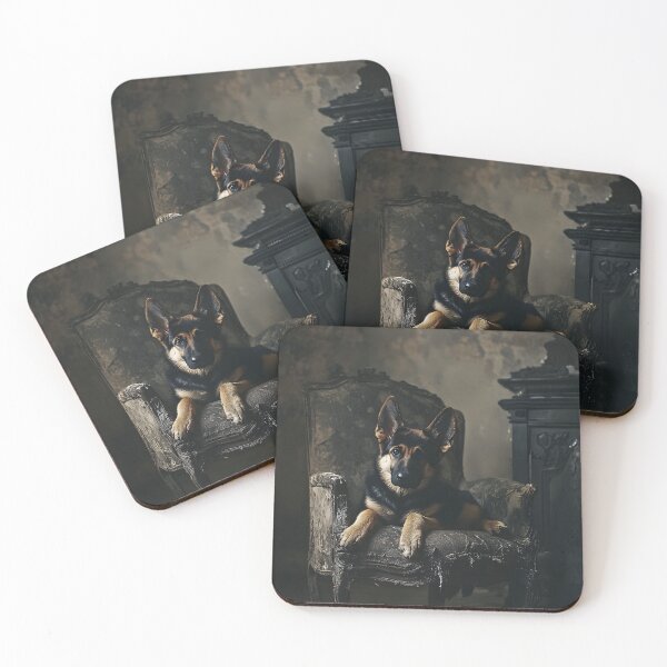 Item preview, German Shepherd puppy on armchair designed and sold by 3ling_Design.