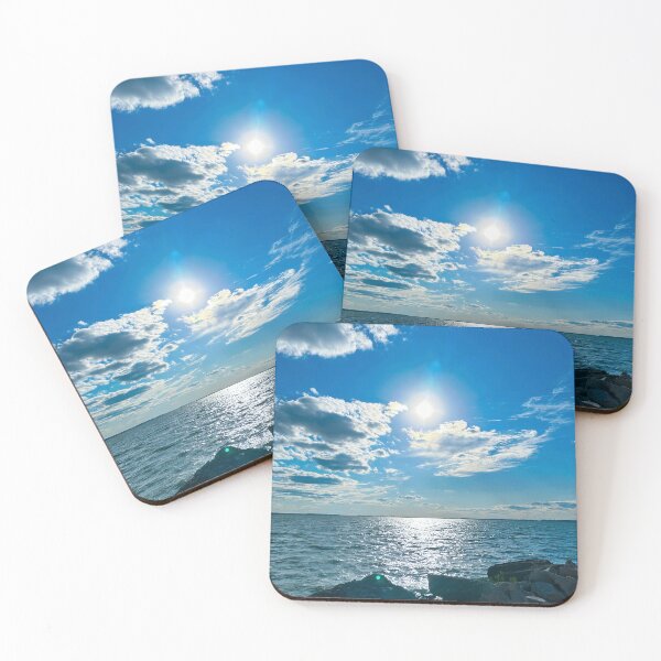 Item preview, Sunny Lakescape with Rocks in Ohio designed and sold by NatureVibesHere.