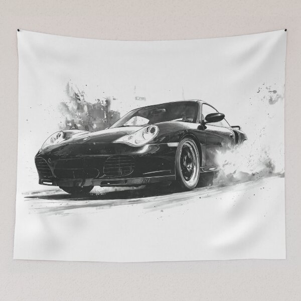 Item preview, 991 996 turbo in motion Ink illustration designed and sold by blackdogshop.