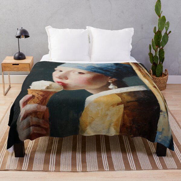 Item preview, Girl with a Pearl Earring Eating Vanilla Ice Cream designed and sold by UtArt.