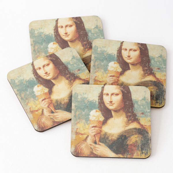 Item preview, Mona Lisa Enjoying a Vanilla Ice Cream Cone Painting designed and sold by UtArt.
