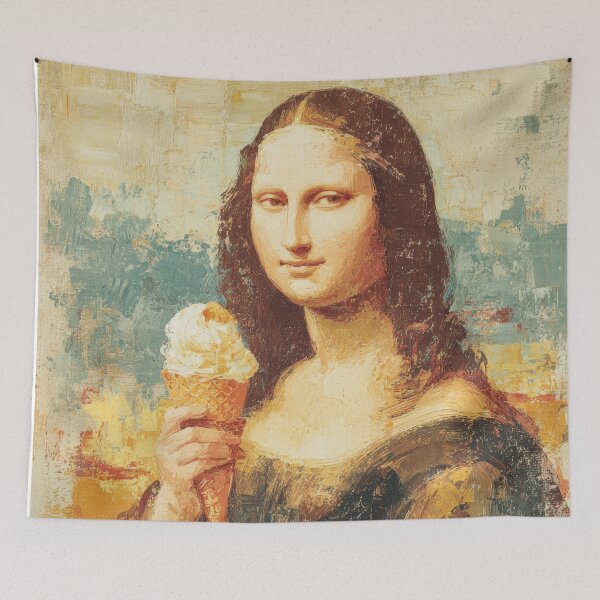 Item preview, Mona Lisa Enjoying a Vanilla Ice Cream Cone Painting designed and sold by UtArt.