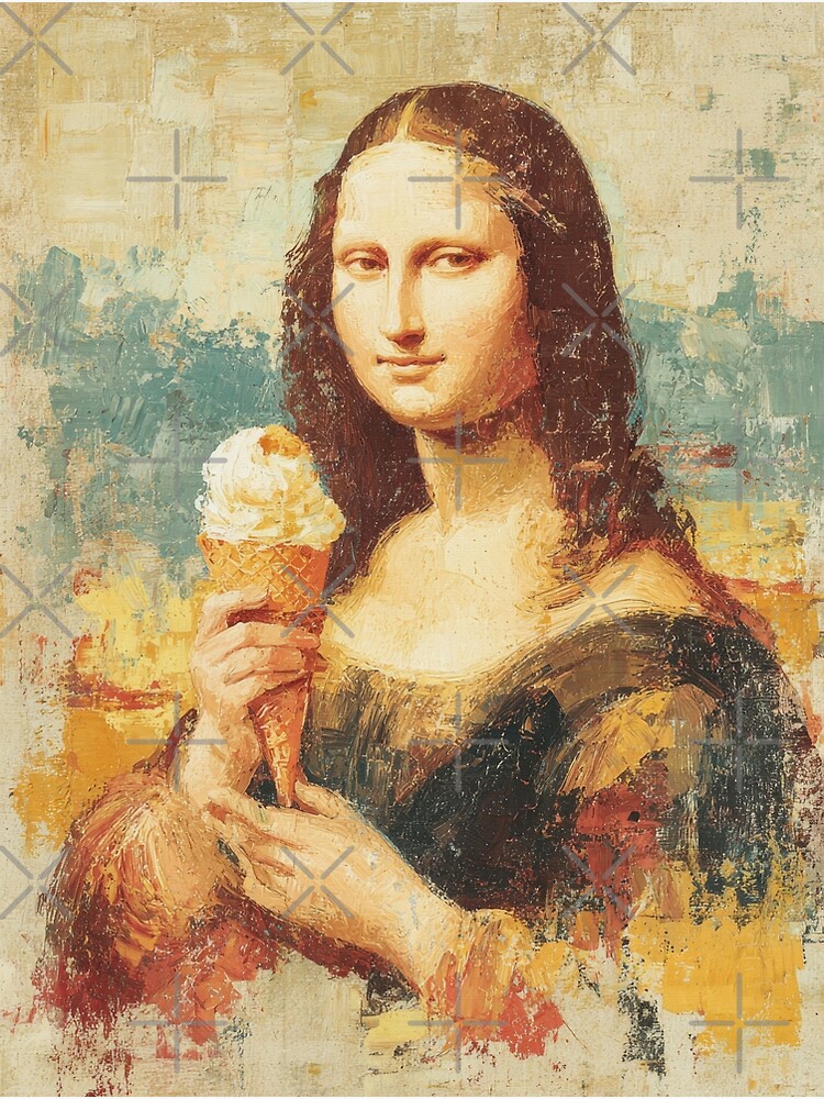Mona Lisa Enjoying a Vanilla Ice Cream Cone Painting