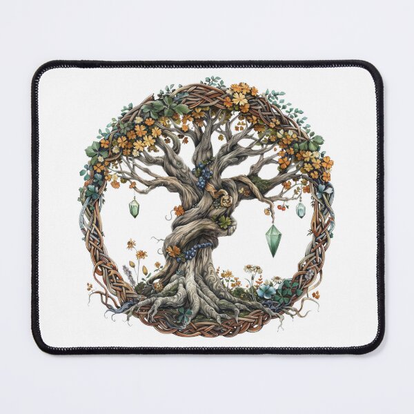 Item preview, Celtic Tree of Life with Crystals and Floral Wreath designed and sold by CelticSoulShop.