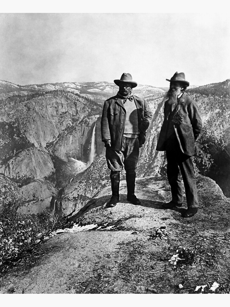 Disover Teddy Roosevelt and John Muir - Glacier Point Yosemite Valley - 1903 Premium Matte Vertical Poster
