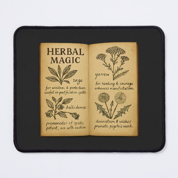 Item preview, Vintage Herbal Spell Book – Botanical Witchcraft Illustration for Magic Lovers designed and sold by Psycho-Crazy.