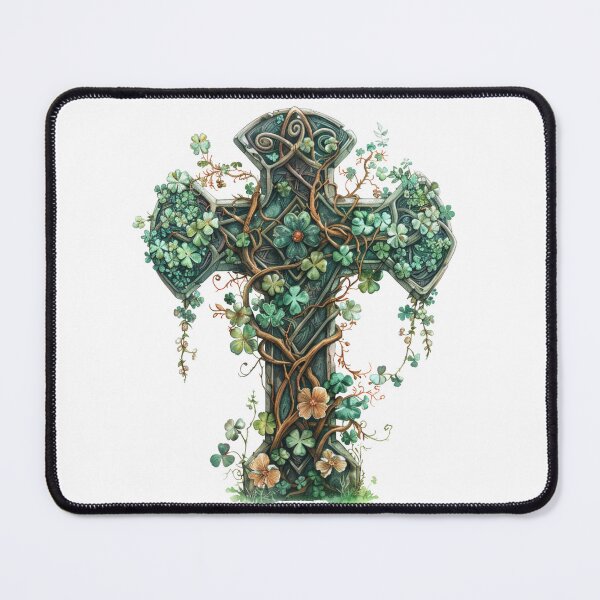 Item preview, Celtic Stone Cross with Shamrocks and Ivy designed and sold by CelticSoulShop.