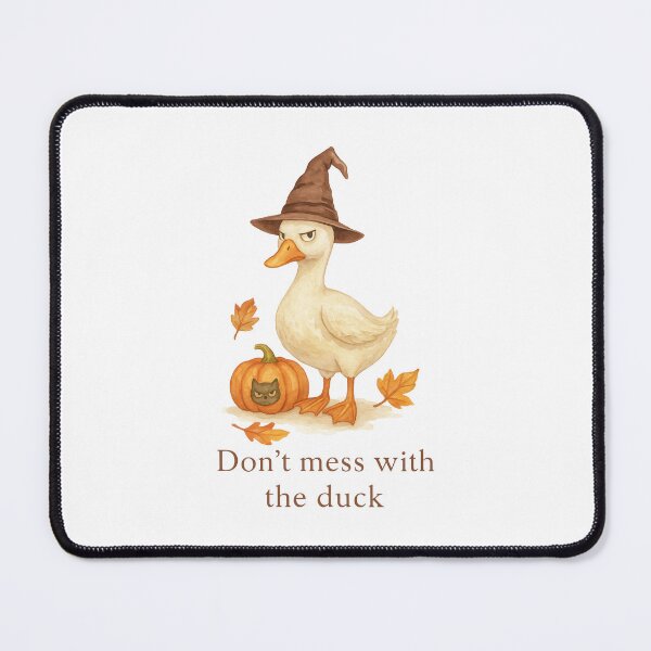 Item preview, Sarcastic Halloween Duck – Witch Hat and Pumpkin Cat Illustration designed and sold by SillentDesign.