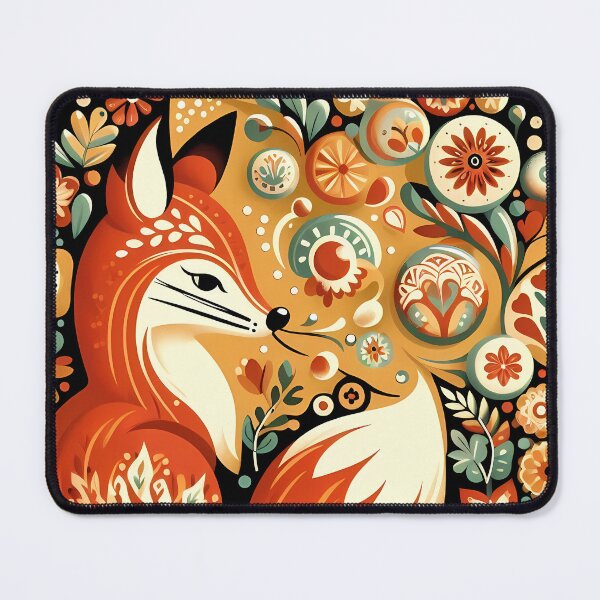 Item preview, Cute Cosy Fox - Scandinavian Folk Art by heidiannemorris © designed and sold by FOLK ART FUSION.