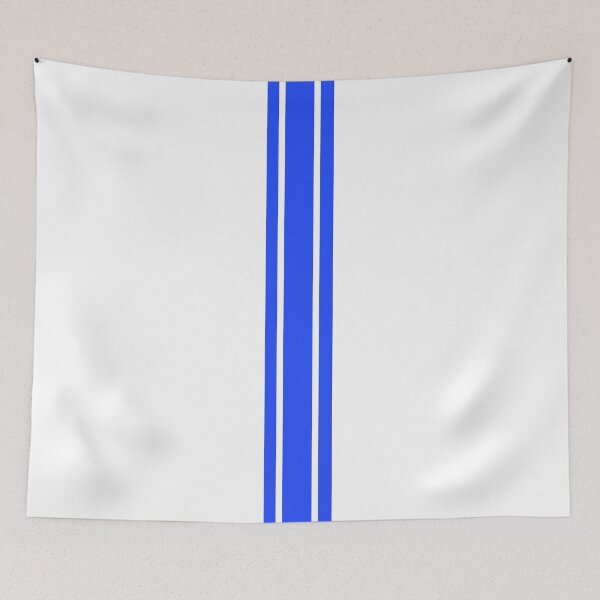 Item preview, Single Stripe with 2 Thick Pinstripes (Neon Blue on White) designed and sold by Racing Stripes Only.
