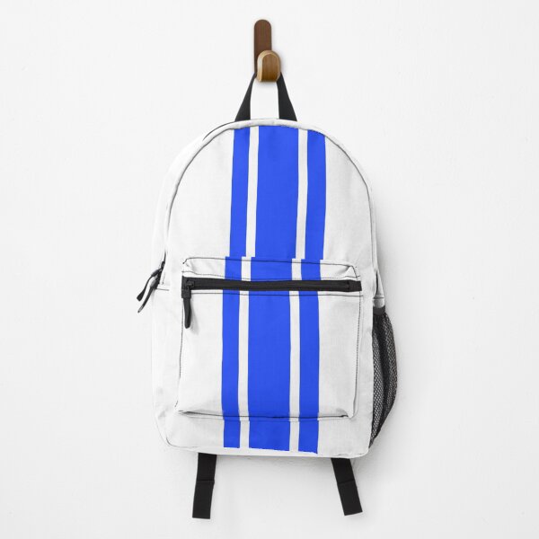 Item preview, Single Stripe with 2 Thick Pinstripes (Neon Blue on White) designed and sold by Racing Stripes Only.