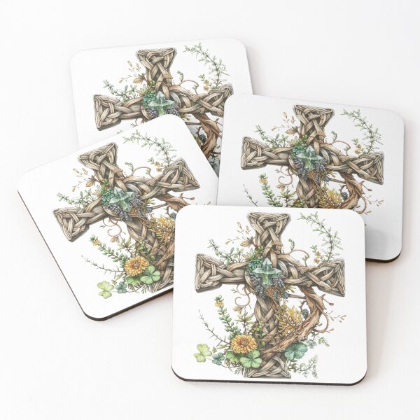 Item preview,  Celtic Cross with Wildflowers and Vines designed and sold by CelticSoulShop.