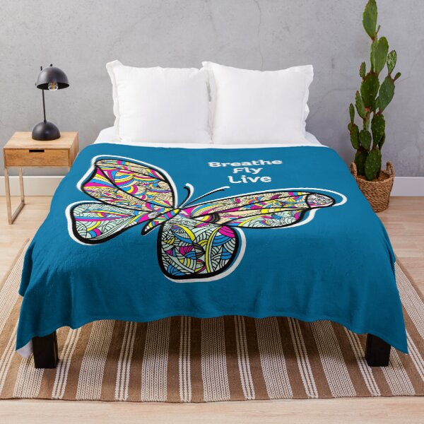 Item preview, Butterfly with the meaning of Breathe Fly Live cute design for Throw Blankets & Tapestries , Pillow set designed and sold by cutedigistickery.