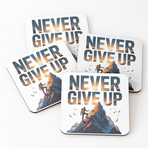 Item preview, Never Give Up – Motivational Hiking & Mountain Climbing Sunset Artwork | Inspirational Outdoor Adventure T-Shirt Design designed and sold by DevineCouture.