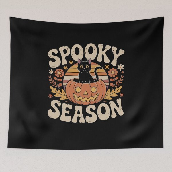 Item preview, Vintage 90s Cat Pumpkin Halloween Retro Floral Spooky Season designed and sold by Mateusz Majcherek.