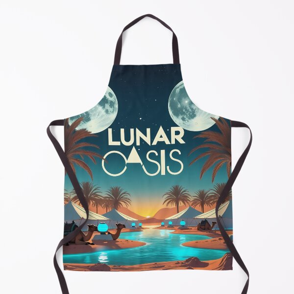 Item preview, Lunar Oasis – Retro 2D Vector Desert with Twin Moons, Palm Trees & Futuristic Solar Camp designed and sold by LoliDesignShop.