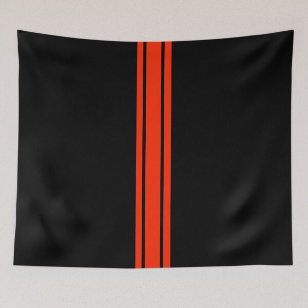Item preview, Single Stripe with 2 Thick Pinstripes (Bright Red on Black) designed and sold by Racing Stripes Only.