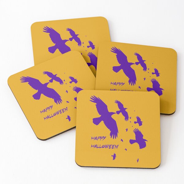 Item preview, Happy Halloween Ravens In Flight Vector Silhouette Purple designed and sold by taiche.
