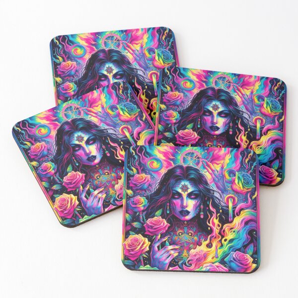 Item preview, Trippy Galaxy Vibrant rainbow Halloween space goddess tie-dye witch-tarot card design designed and sold by Liliths-Closet.