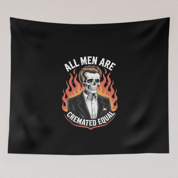 Item preview, All Men Are Cremated Equal Funny Spooky Skeleton Halloween designed and sold by DeadlockCrew.