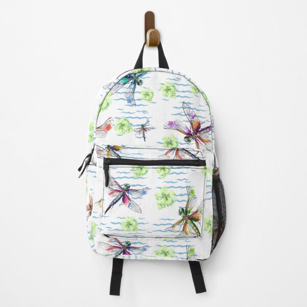 Item preview, Colorful Dragonflies and Water Clovers over Waves designed and sold by dotitoko.