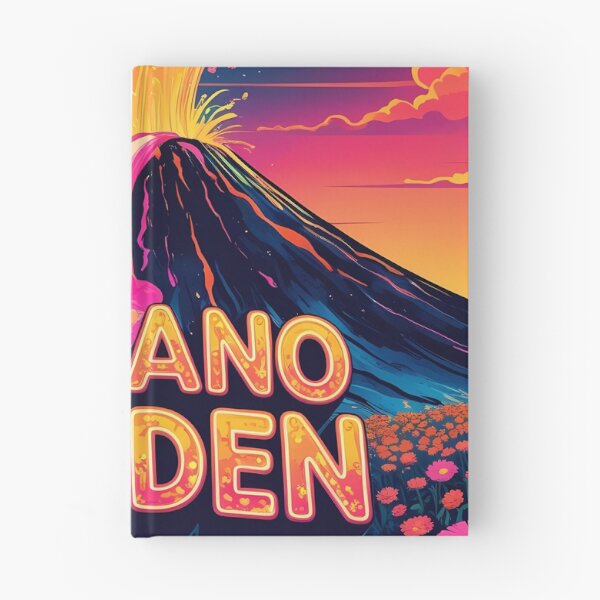 Item preview, Volcano Garden – Retro 2D Vector Fantasy Volcano Erupting Glowing Flowers Over Neon Fields designed and sold by LoliDesignShop.
