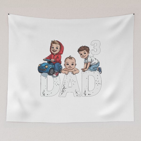 Aperçu de l'œuvre Papa Cubed - Dad³ – Dessin animé familial amusant pour les papas fiers créée et vendue par DashBliss.