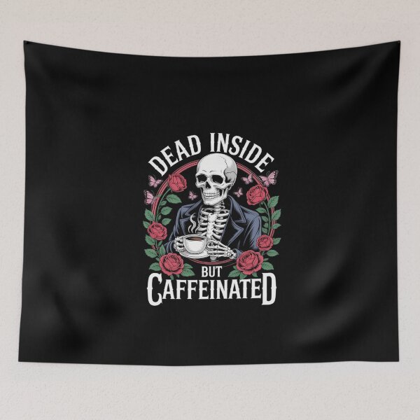 Item preview, Dead Inside But Caffeinated Skeleton Coffee Rose Gothic designed and sold by DeadlockCrew.