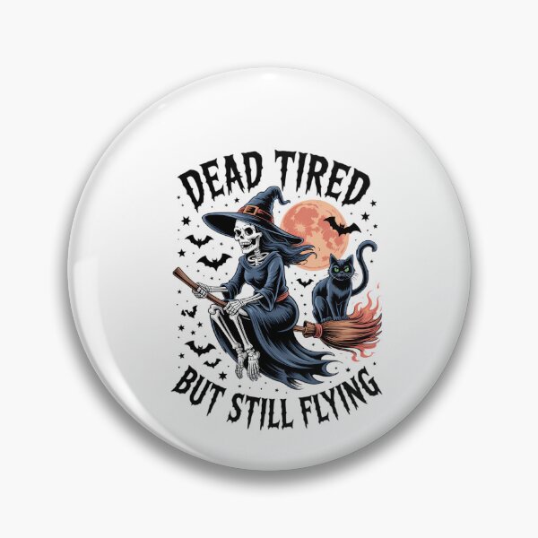 Item preview, Dead Tired But Still Flying Witch Skeleton designed and sold by DeadlockCrew.