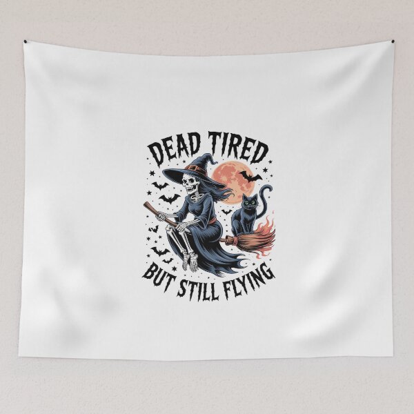 Item preview, Dead Tired But Still Flying Witch Skeleton designed and sold by DeadlockCrew.