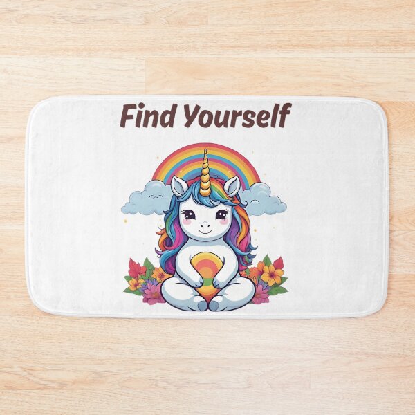 Item preview, Find Yourself - Cute Rainbow Unicorn Meditating Artwork - Stoicism Wisdom designed and sold by LexaArtworks.