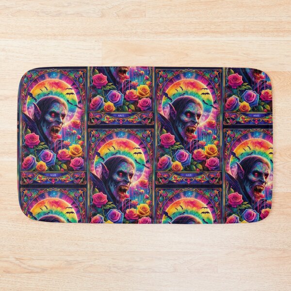 Item preview,  Trippy horror Gothic Vampire gory Halloween tarot card  - Rainbow Roses & Occult Tie-Dye Witch Design designed and sold by Liliths-Closet.