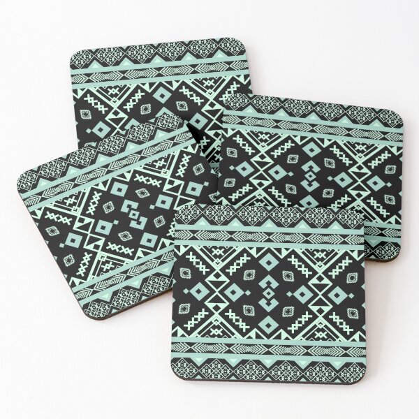 Item preview, Seamless black jade tribal geometric pattern with ethnic ornamental design for textile, fashion, and decorative purposes designed and sold by Jukclassic.