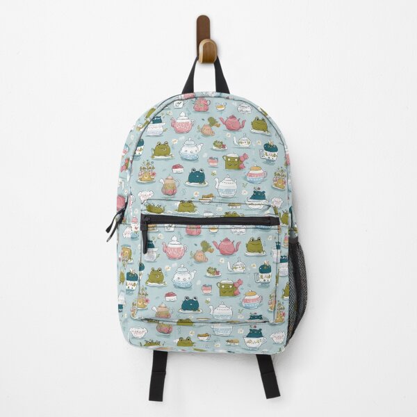Item preview, green frog with sweet tea pot pattern paper designed and sold by Kawaii Patterns | Chubby Animals & Cute Ghosts.