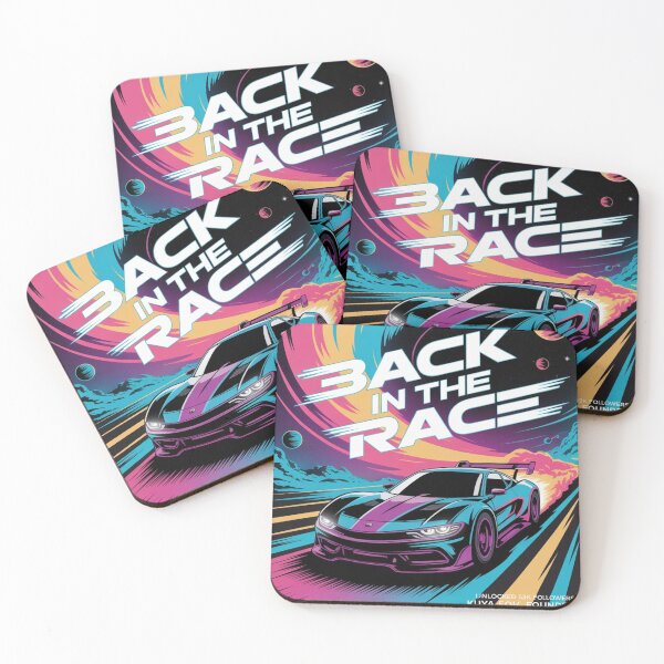 Item preview, Back in the Race – Retro Futuristic Speed Car and Cosmic Track Artwork designed and sold by dortmond.