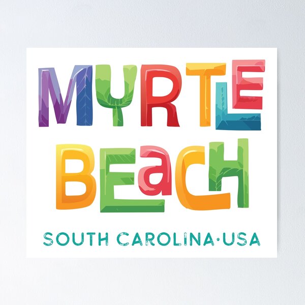 Item preview, Myrtle Beach South Carolina Retro Tropical Typographic Design designed and sold by Futurebeachbum.