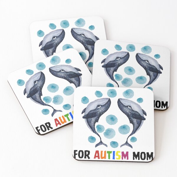 Artikelvorschau, Autismus-Mutter mit zwei Walen – Schwarzes Design zum Thema Autismus-Bewusstsein mit Ozean-Motiven entworfen und verkauft von MKShop91.