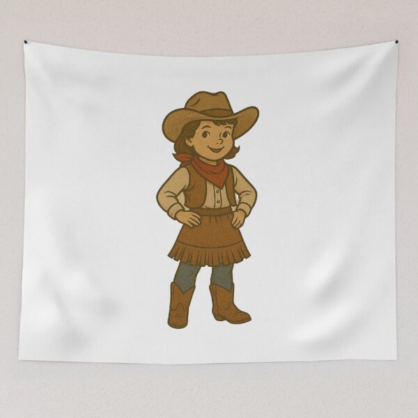 Item preview, Cartoon Illustration of a Young Cowgirl designed and sold by Rue Market.