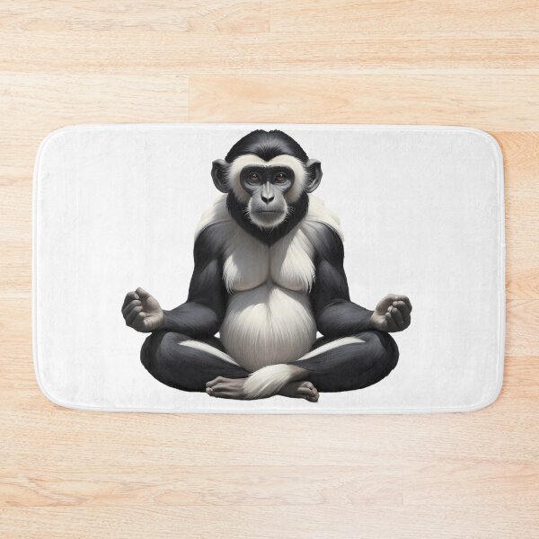 Item preview, Zen Monkey Meditation - Peaceful Colobus in Lotus Pose designed and sold by KateVil.