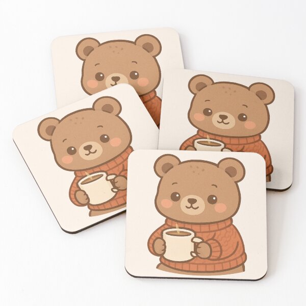 Item preview, Cute Kawaii Bear in Cozy Sweater Sipping Tea designed and sold by Queen Kaffeine.