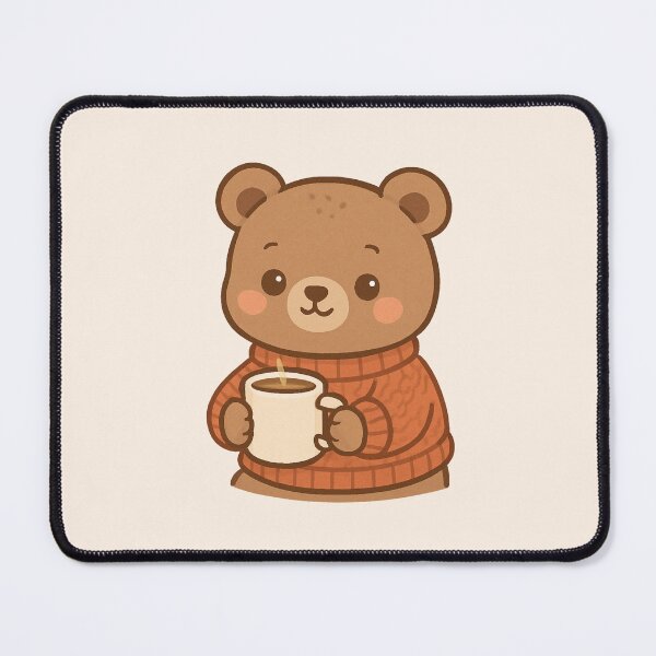 Item preview, Cute Kawaii Bear in Cozy Sweater Sipping Tea designed and sold by Queen Kaffeine.