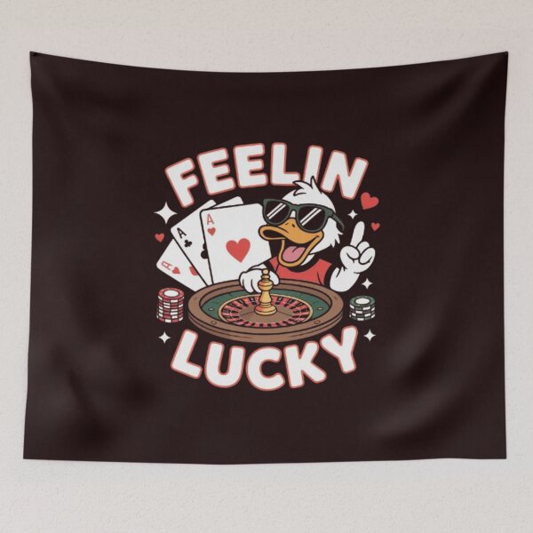 Item preview, Feelin’ Lucky – Cool Casino Duck with Roulette and Poker Cards designed and sold by dortmond.