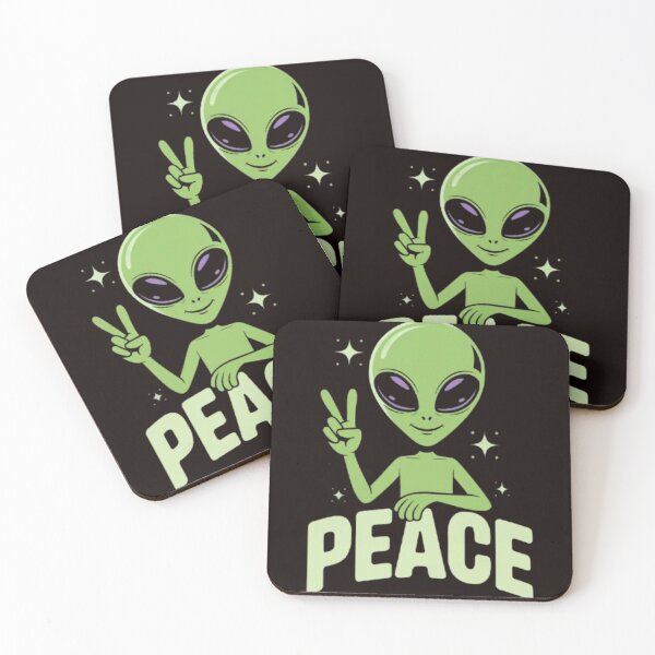 Item preview, Peace Alien – Cute Green Extraterrestrial with Peace Sign UFO Lover Design designed and sold by dortmond.